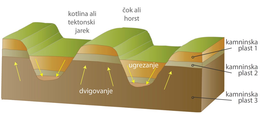 Grudasta gorovja so sestavljena iz čokov in kotlin.