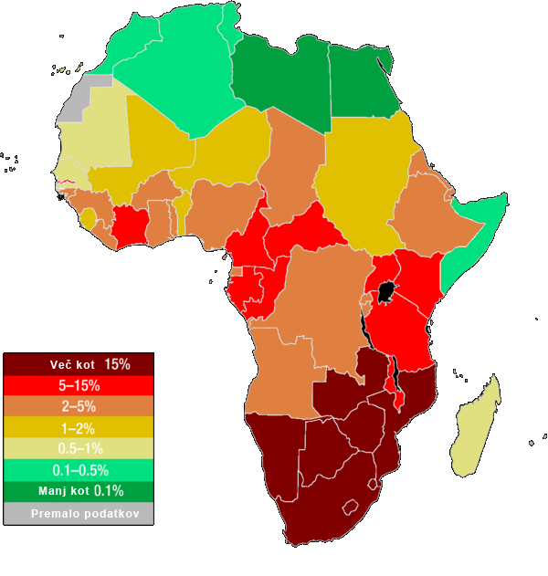 Delež obolelih s HIV-om v Afriki