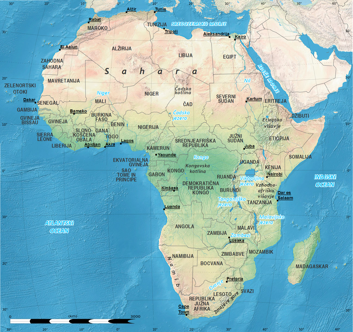 Zemljevid Afrike