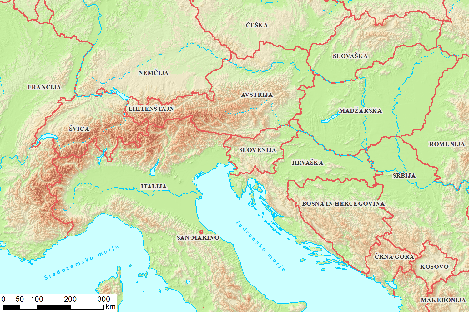 Sosednje in bližnje države Slovenije