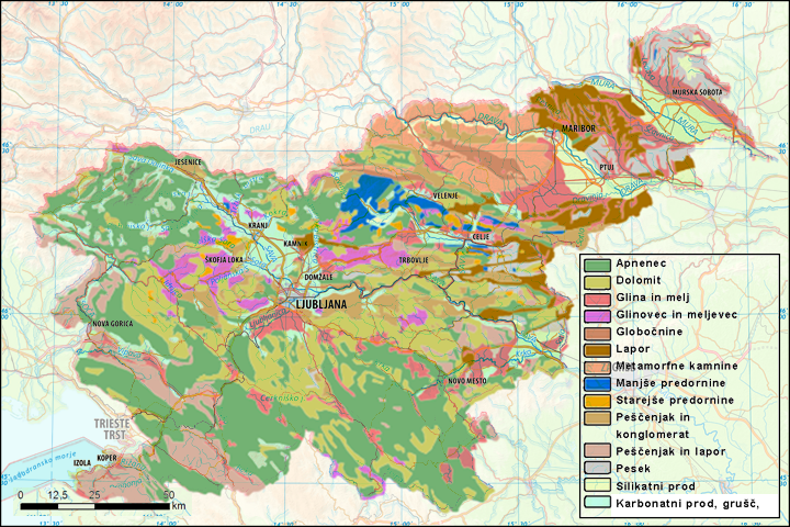 Zemljevid kamninske sestave Slovenije