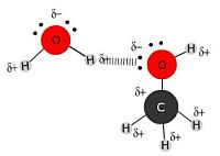 Vodikova vez med molekulama vode in metanola