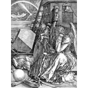 Melencolia_I.jpg<>Dürerjev bakrorez z magičnim kvadratom desno zgoraj 